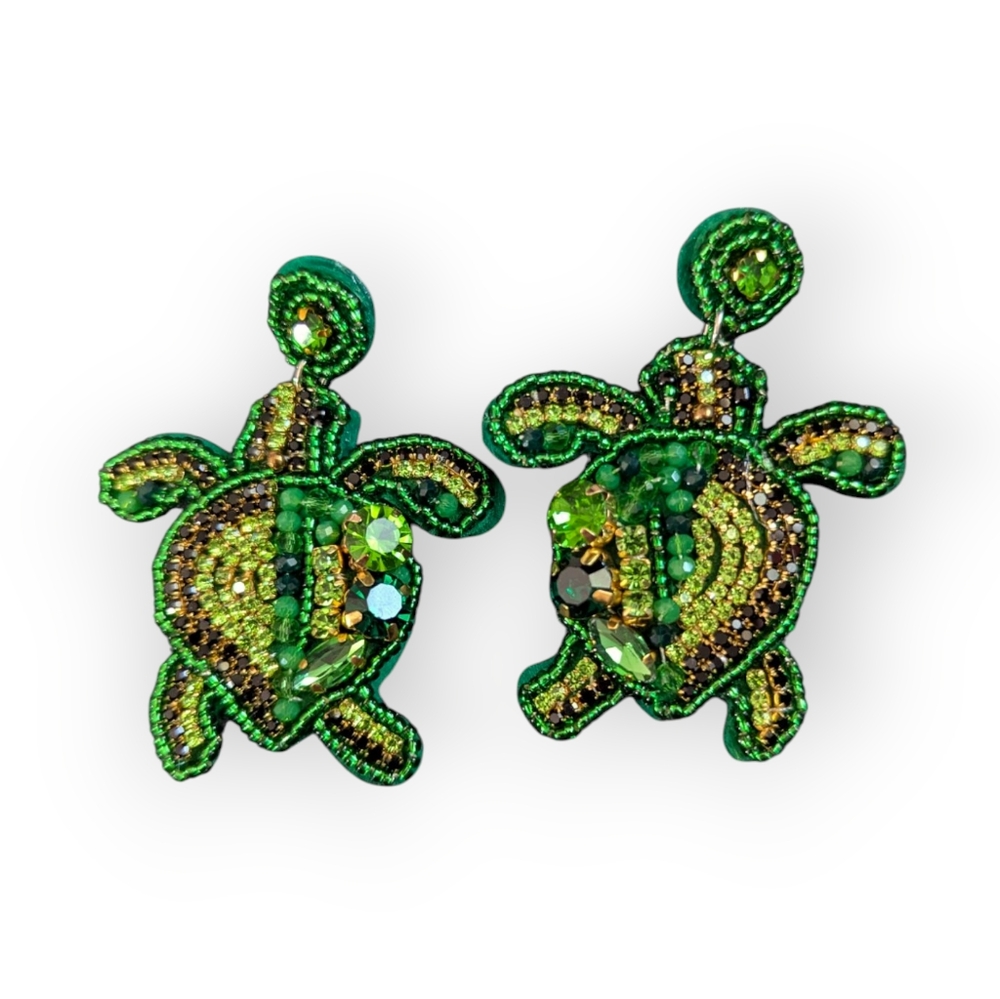 Handmade Beaded Turtle Earrings